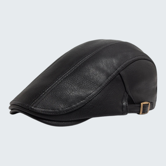 Casquette Plate en Simili Cuir - Style Vintage Anglais