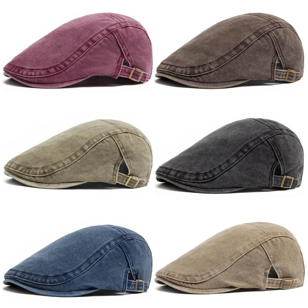 Casquette Plate en Jean Délavé - Style Rétro Américain