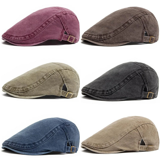 Casquette Plate en Jean Délavé - Style Rétro Américain