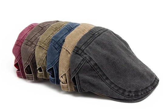 Casquette Plate en Jean Délavé - Style Rétro Américain
