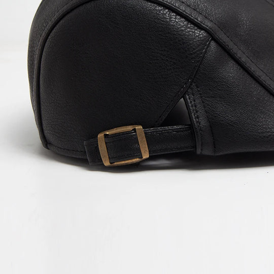 Casquette Plate en Simili Cuir - Style Vintage Anglais