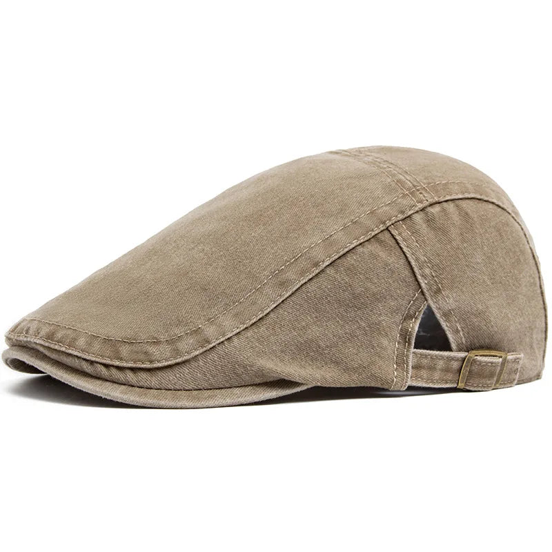 Casquette Plate en Jean Délavé - Style Rétro Américain