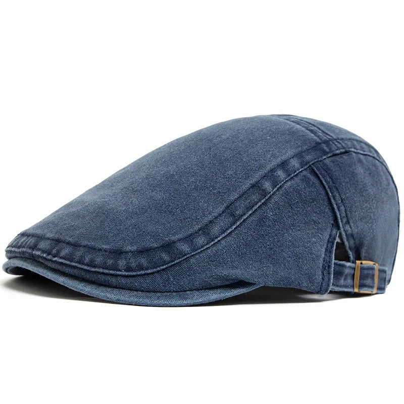 Casquette Plate en Jean Délavé - Style Rétro Américain