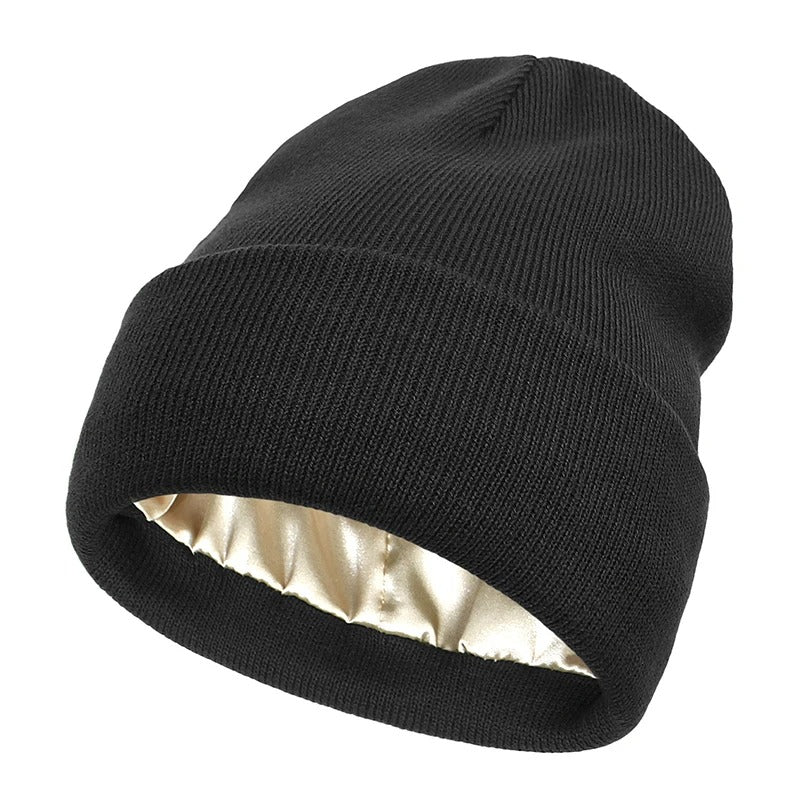 Bonnet Tricoté Doublure Satin